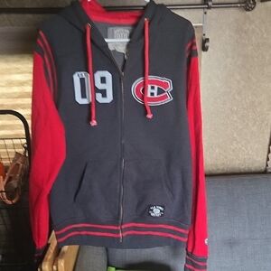 NHL Charcoal and Red Zip-Up Hoodie